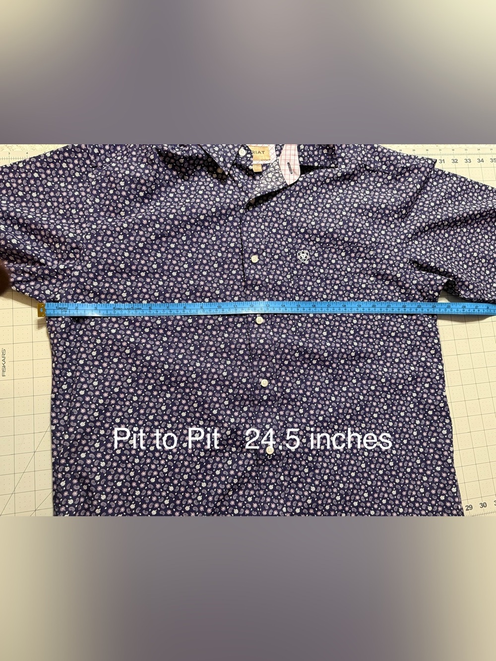 Ariat Purple Short Sleeve Button-Up with White Paisley 0157 - Picture 12 of 15